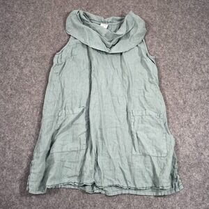 Match Point MInt Green Linen Sleeveless Cowl Neck Tunic‎ Top Women's One Size